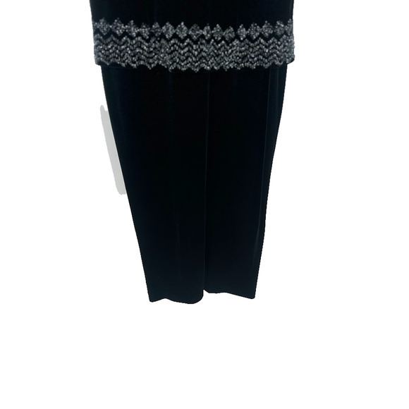R&M Richards by Karen Kwong Velvet Maxi Dress Women's 14P Black Beaded Holiday - Picture 3 of 8